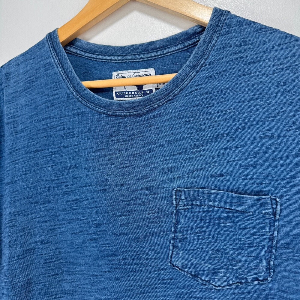 Guideboat Company Reliance Garments T-Shirt Men Medium Blue Pocket Canada - Picture 2 of 7